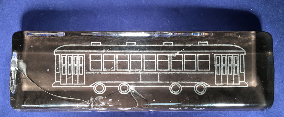 Taylor Cohen - Saint Charles Streetcar laser etched on cast glass