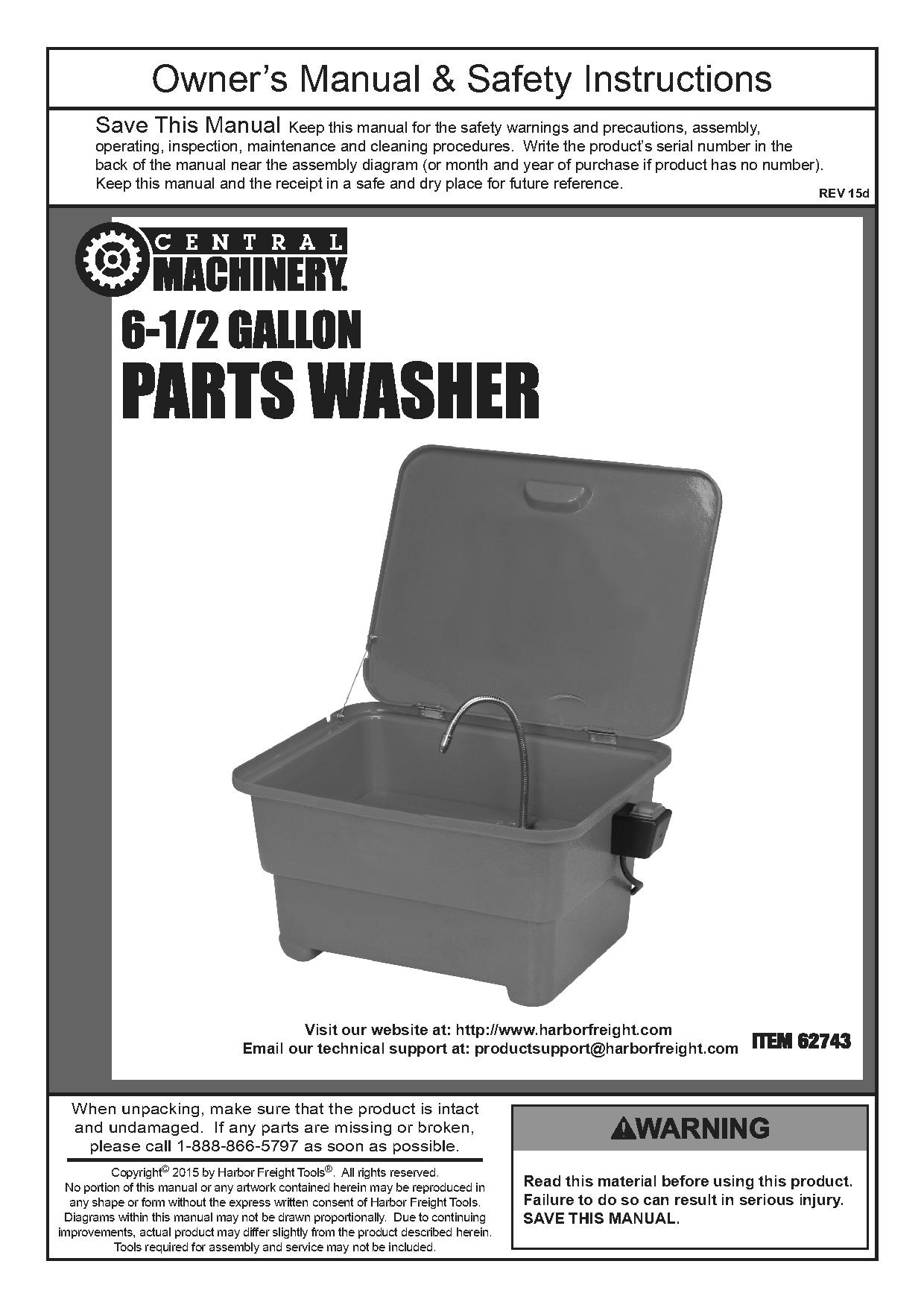 Central Machinery 6 gallon Parts Washer.pdf