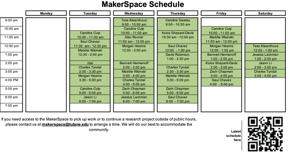 MakerSpace scheduleFall22 laborDay.png