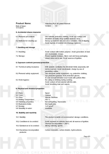 File HATCHBOX PLA MSDS Pdf Makerspace Tulane Edu