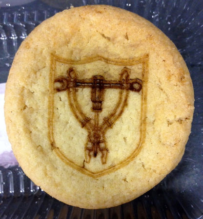 Prof. Walker - Carmelized sugar cookie decorated on laser cutter