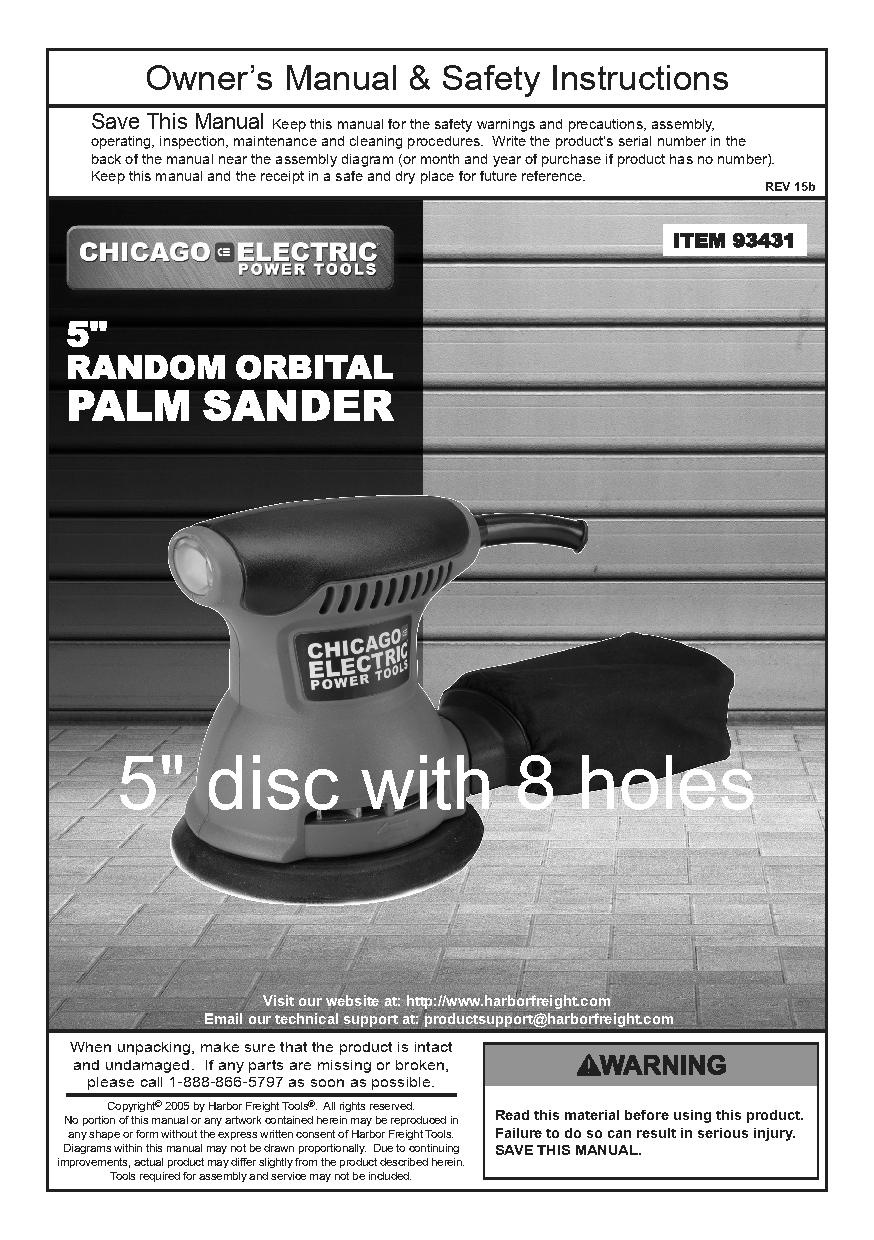 Chicago Electric 5 inch random orbital disc palm sander.pdf