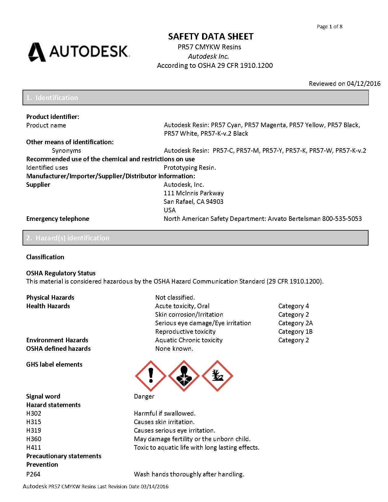 Osha Msds Printable Sheets