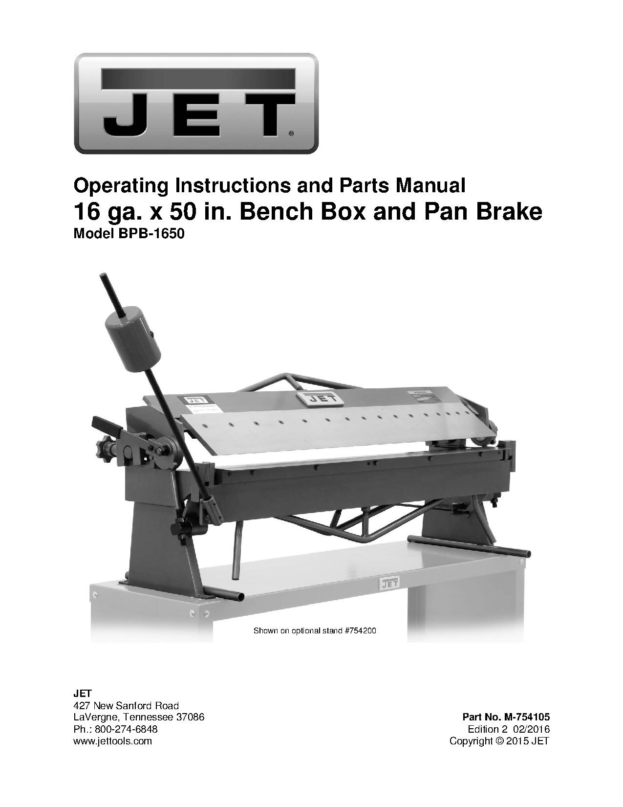 Jet BPB-1650 50 inch bending brake.pdf