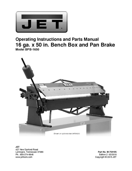 File:Jet BPB-1650 50 inch bending brake.pdf