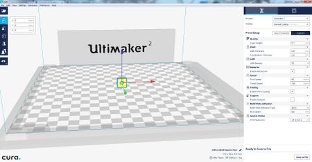 Screenshot of Cura for the Ultimaker 2
